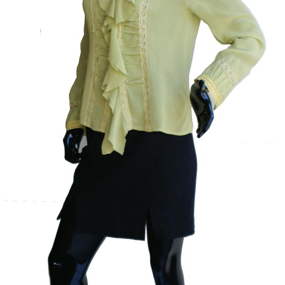 Max Studio Chartreuse Blouse Size S - Picture 6 of 6